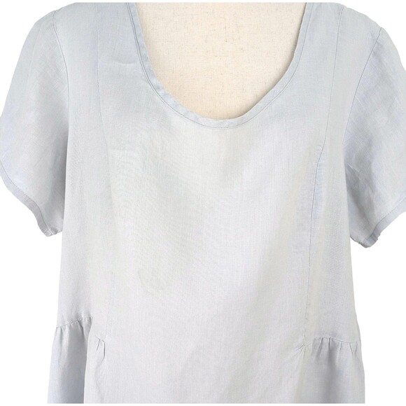 FLAX Women’s MED Gray Linen Scoop Neck Oversized Tunic Top - Picture 2 of 7